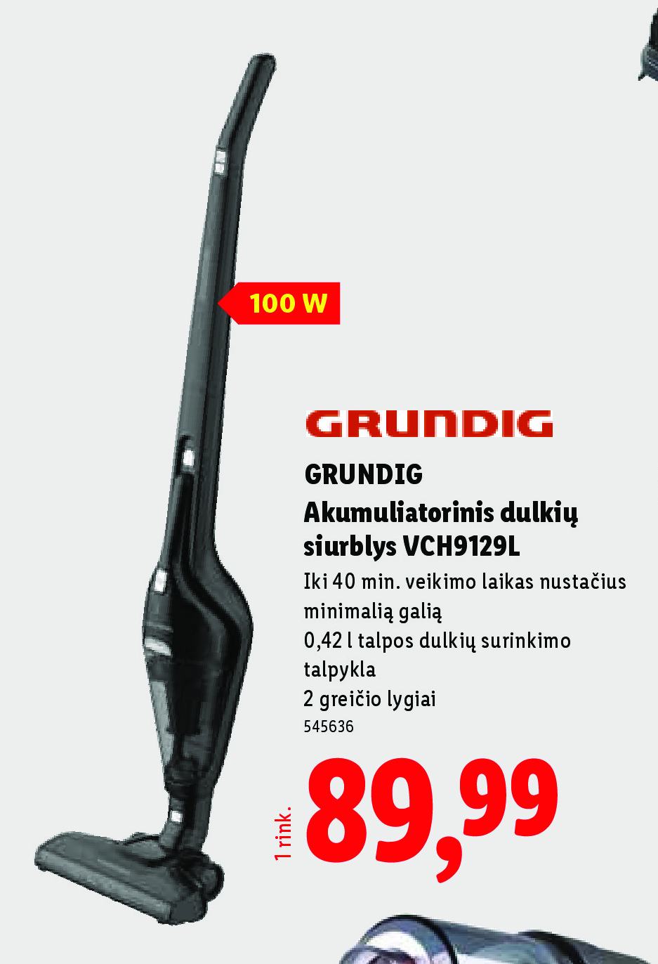 GRUNDIG Akumuliatorinis dulkių siurblys VCH, 9129 l