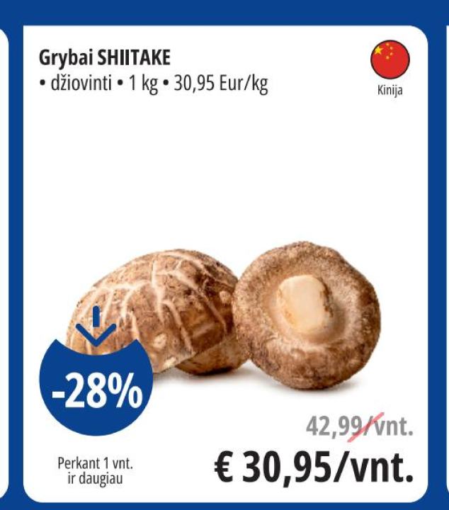 Grybai SHIITAKE, 1 kg