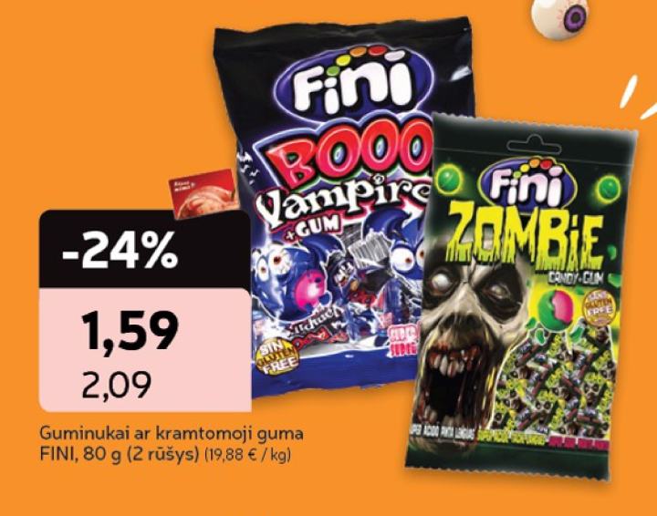 Guminukai ar kramtomoji guma FINI, 80 g