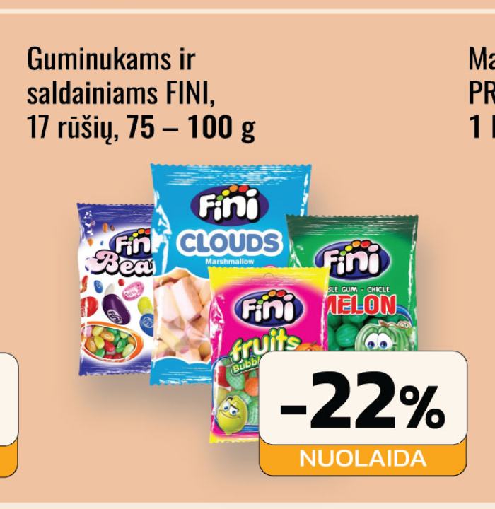Guminukams ir saldainiams FINI, 100 g
