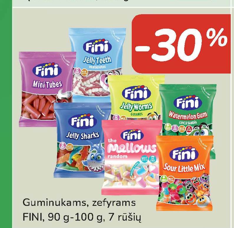 Guminukams, zefyrams FINI, 90 g-100 g