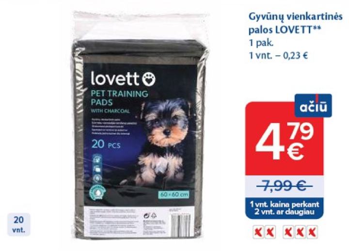 Gyvūnų vienkartinės palos LOVETT, 1 pak.