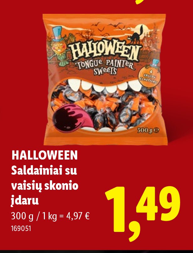 HALLOWEEN Saldainiai su vaisių skonio įdaru, 300 g