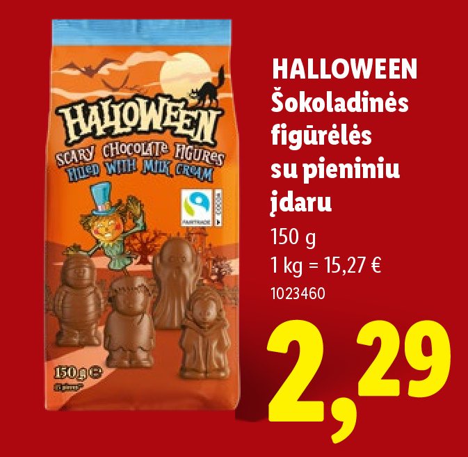HALLOWEEN Šokoladinės figūrėlės su pieniniu įdaru, 150 g