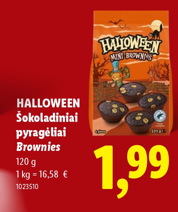 HALLOWEEN Šokoladiniai pyragėliai Brownies, 120 g