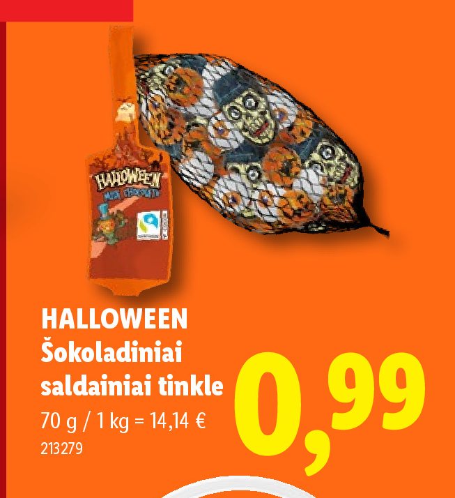 HALLOWEEN Šokoladiniai saldainiai tinkle, 70 g