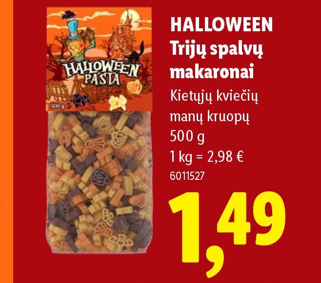 HALLOWEEN Trijų spalvų makaronai, 500 g