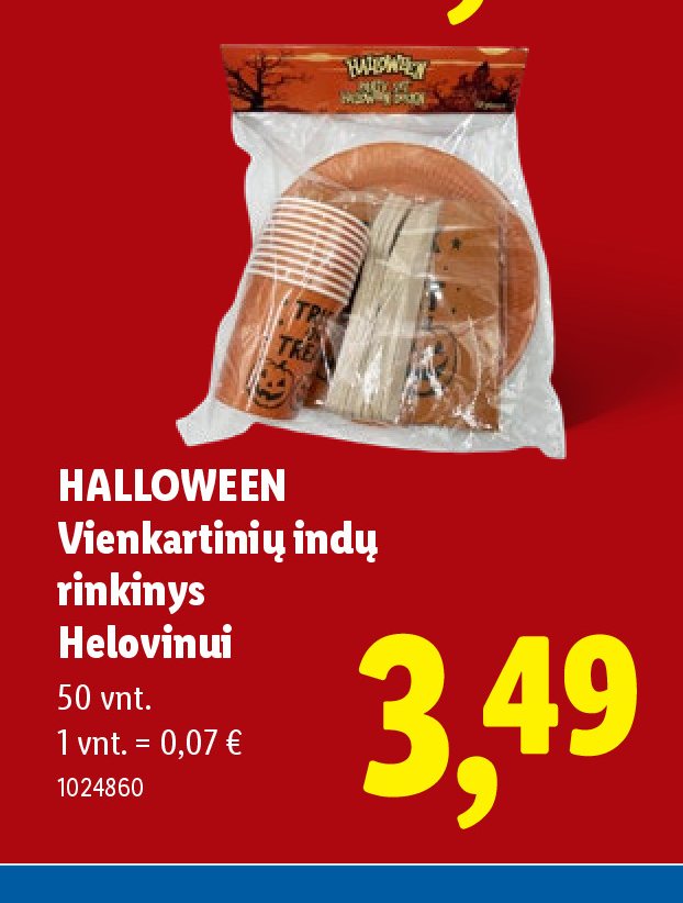 HALLOWEEN Vienkartinių indų rinkinys Helovinui, 50 vnt