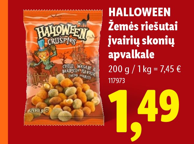 HALLOWEEN Žemės riešutai įvairių skonių apvalkale, 200 g