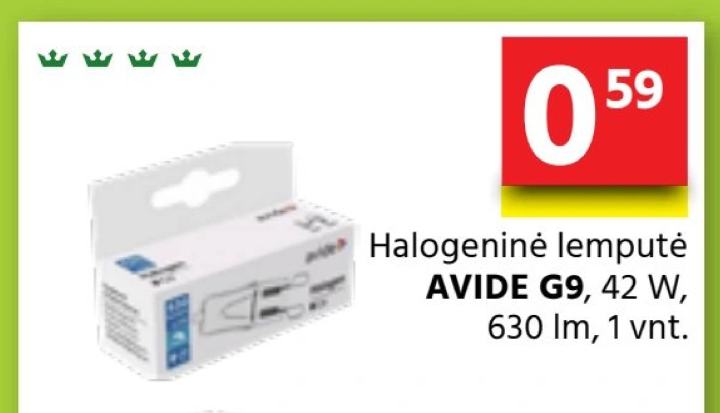 Halogeninė lemputė AVIDE G9, 1 vnt