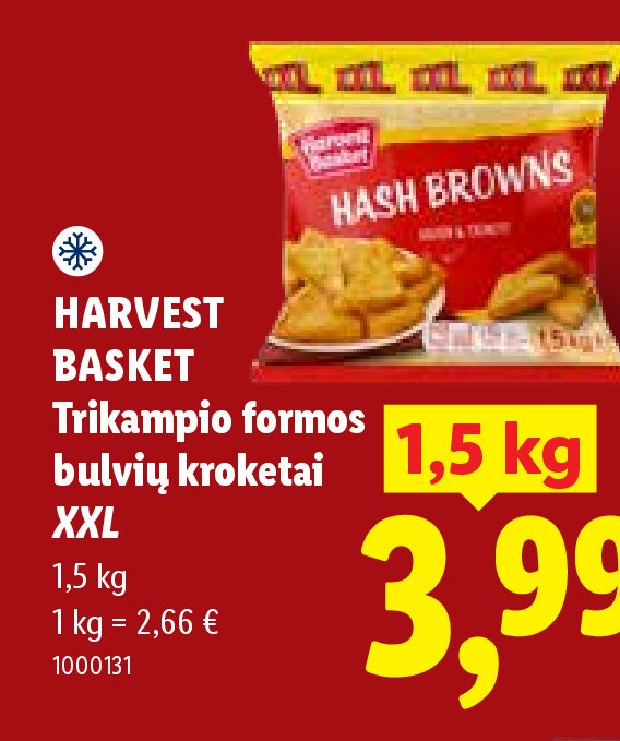 HARVEST BASKET Trikampio formos bulvių kroketai XXL, 1.5 kg