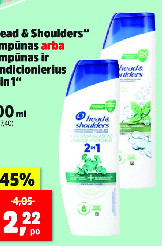 „Head & Shoulders“ šampūnas arba šampūnas ir kondicionierius „2 in 1“, 300 ml