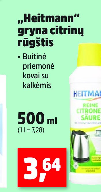 „Heitmann“ gryna citrinų rūgštis, 500 ml