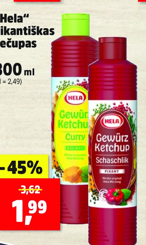 „Hela“ pikantiškas kečupas, 800 ml