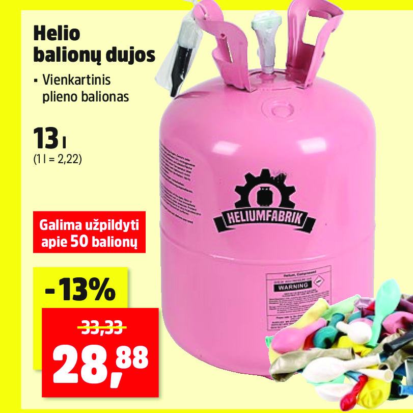 Helio balionų dujos, 13 l