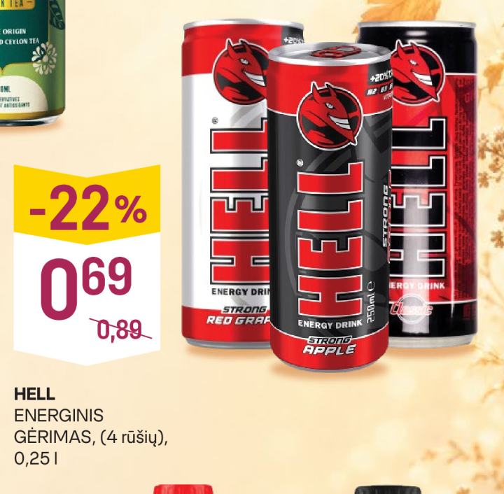 HELL ENERGINIS GĖRIMAS, 0.25 l