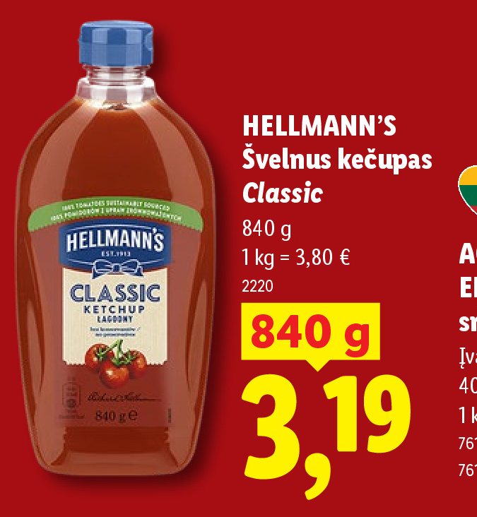 HELLMANN'S Švelnus kečupas Classic, 840 g