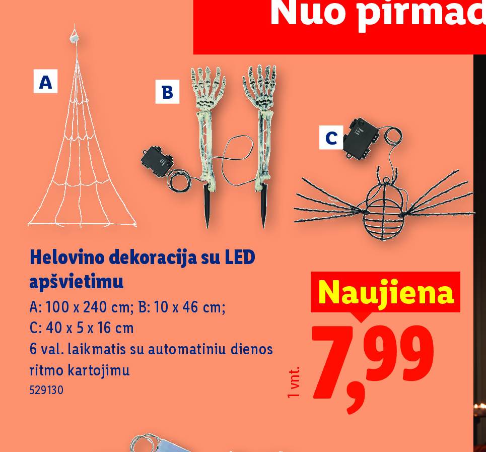 Helovino dekoracija su LED apšvietimu, 100 x 240 cm