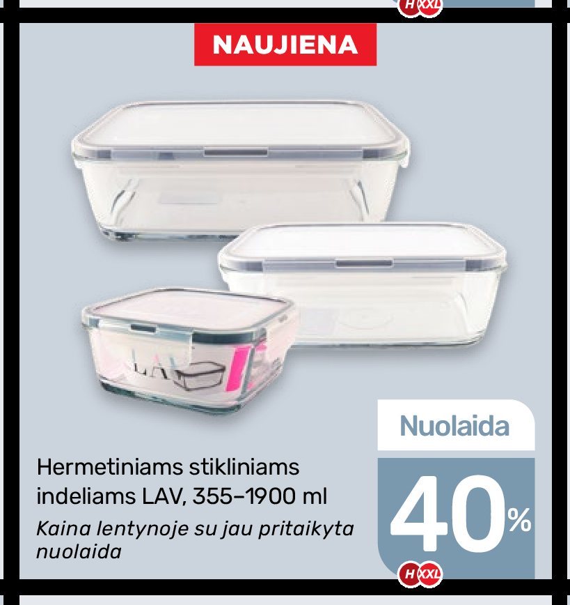 Hermetiniams stikliniams indeliams LAV, 1900 ml