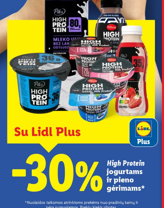 High Protein jogurtams ir pieno gėrimams