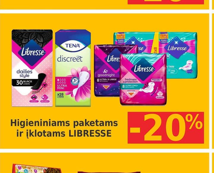 Higieniniams paketams ir įklotams LIBRESSE