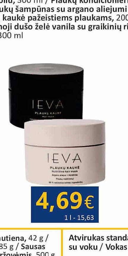 IEVA plaukų kaukė pažeistiems plaukams, 300 ml