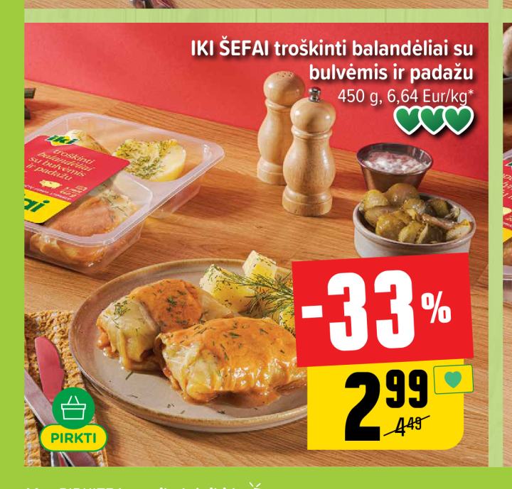 IKI ŠEFAI troškinti balandėliai su bulvėmis ir padažu, 450 g