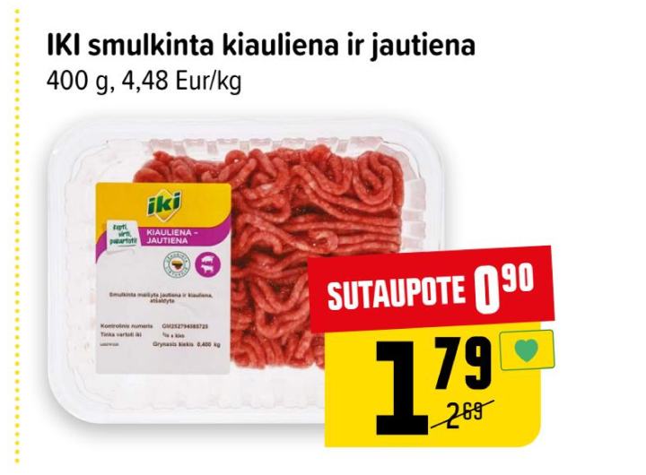 IKI smulkinta kiauliena ir jautiena, 400 g