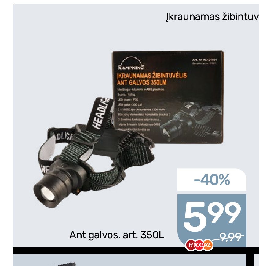 Įkraunamas žibintuvėlis, 1 vnt