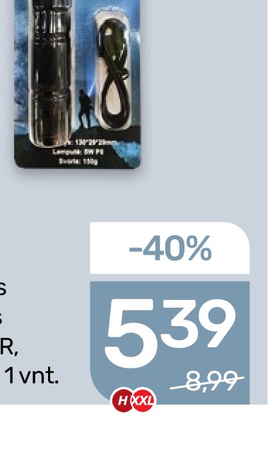 Įkraunamas žibintuvėlis PROHELFER, 1 vnt