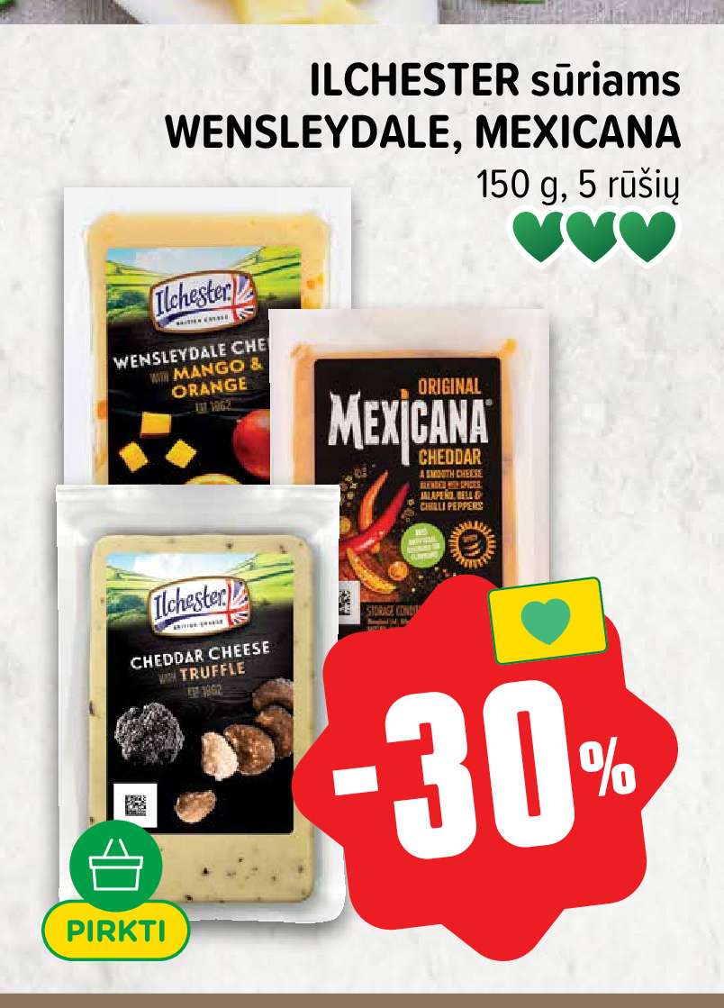 ILCHESTER sūriams WENSLEYDALE, MEXICANA, 150 g