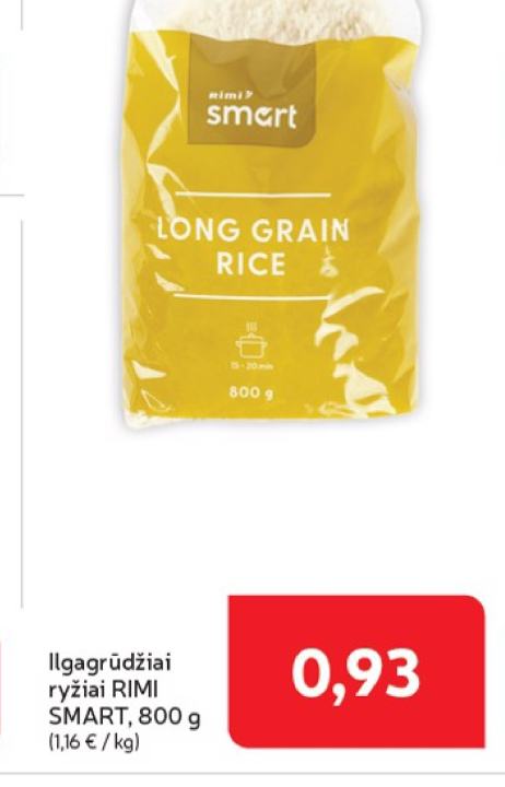 Ilgagrūdžiai ryžiai RIMI SMART, 800 g
