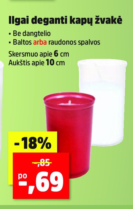 Ilgai deganti kapų žvakė, 6 cm