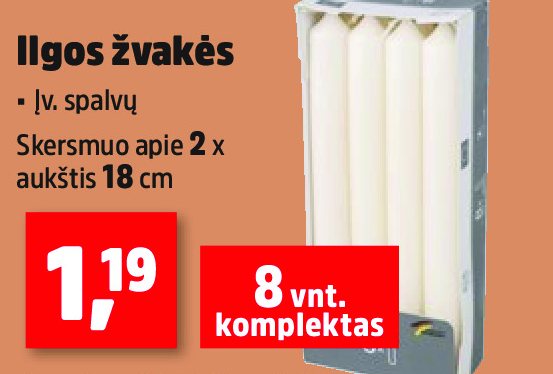 Ilgos žvakės, 18 cm