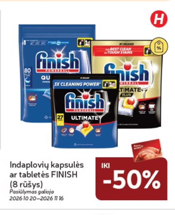 Indaplovių kapsulės ar tabletės FINISH