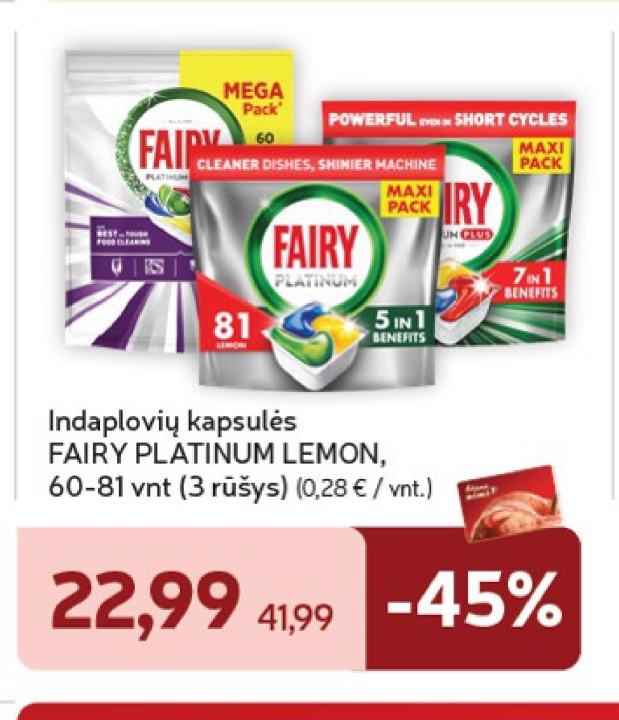 Indaplovių kapsulės FAIRY PLATINUM LEMON, 81 vnt