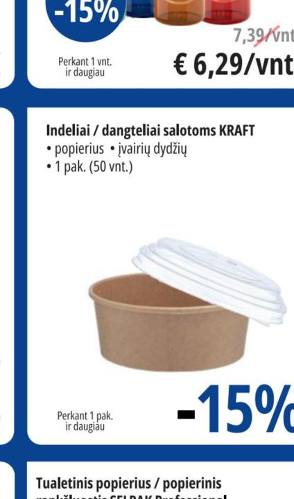 Indeliai / dangteliai salotoms KRAFT, 1 pak.