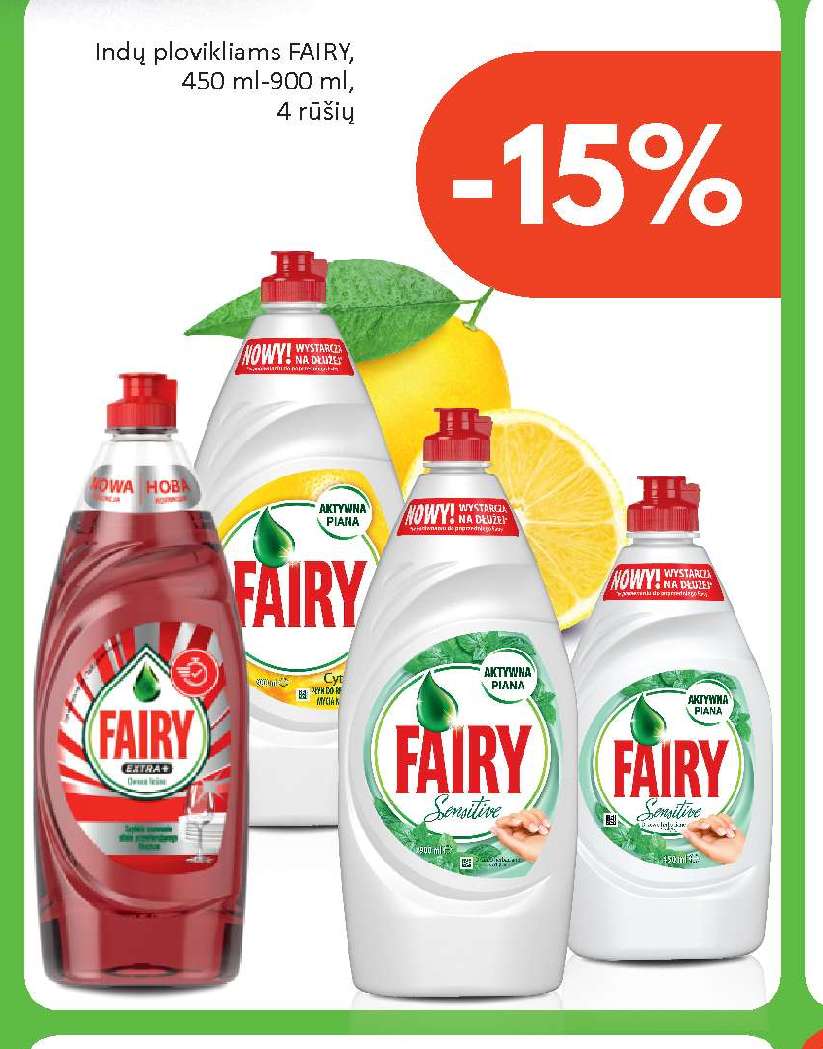 Indų plovikliams FAIRY, 450 ml-900 ml
