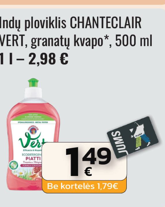 Indų ploviklis CHANTECLAIR VERT, 500 ml