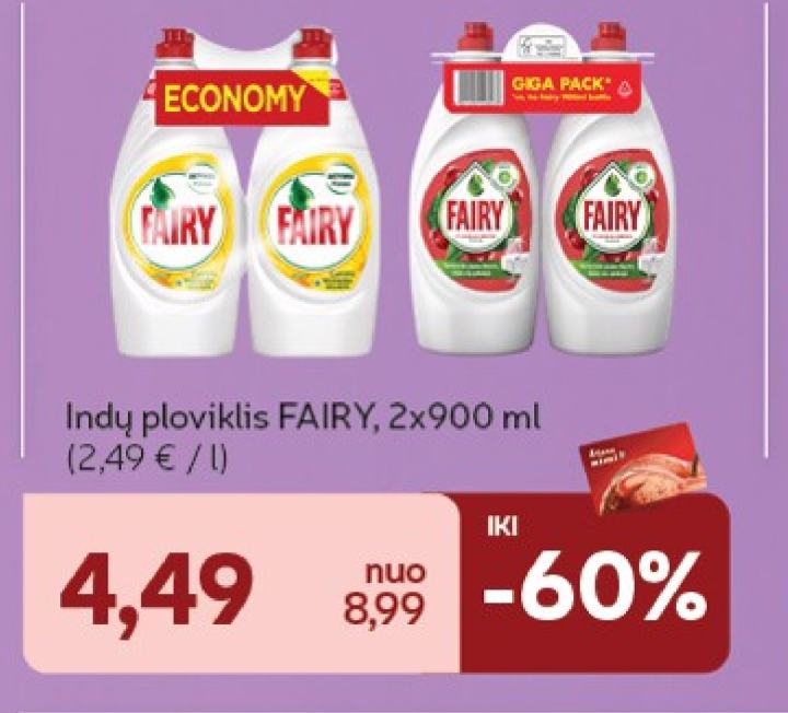 Indų ploviklis FAIRY, 2 x 900 ml