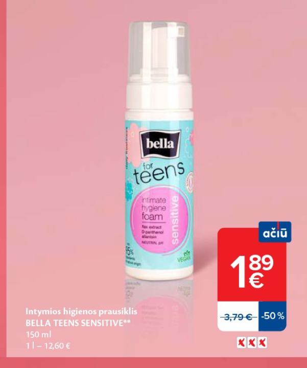 Intymios higienos prausiklis BELLA TEENS SENSITIVE, 150 ml