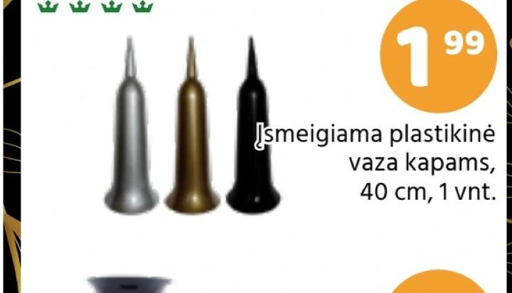 Įsmeigiama plastikinė vaza kapams, 40 cm