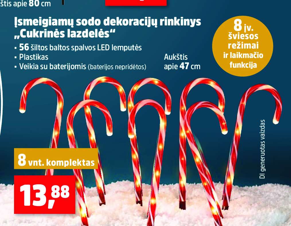 Įsmeigiamų sodo dekoracijų rinkinys „Cukrinės lazdelės“, 8 vnt