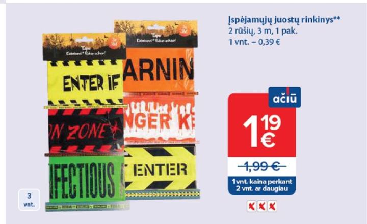 Įspėjamųjų juostų rinkinys, 3 m