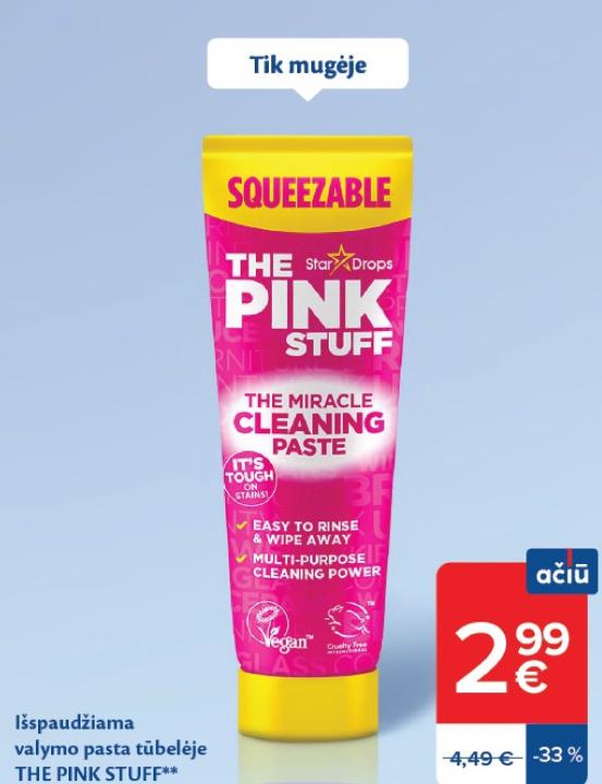 Išspaudžiama valymo pasta tūbelėje THE PINK STUFF, 1 pak.