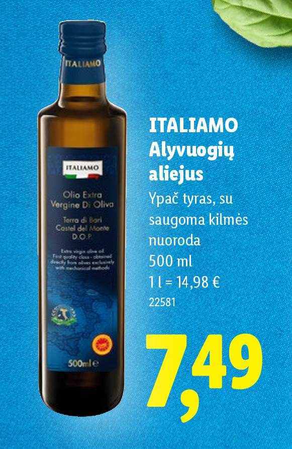 ITALIAMO Alyvuogių aliejus, 500 ml