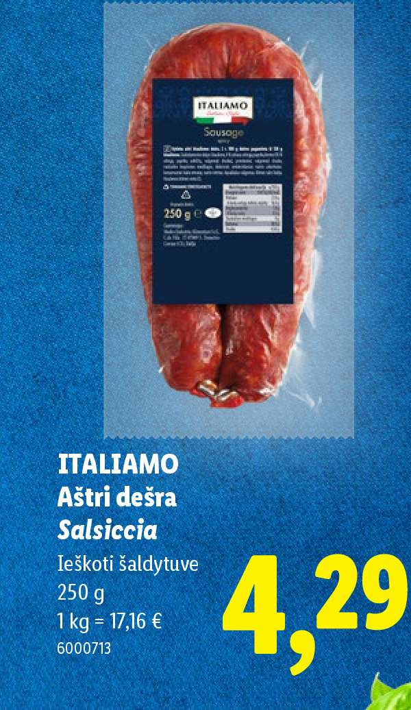 ITALIAMO Aštri dešra Salsiccia, 250 g