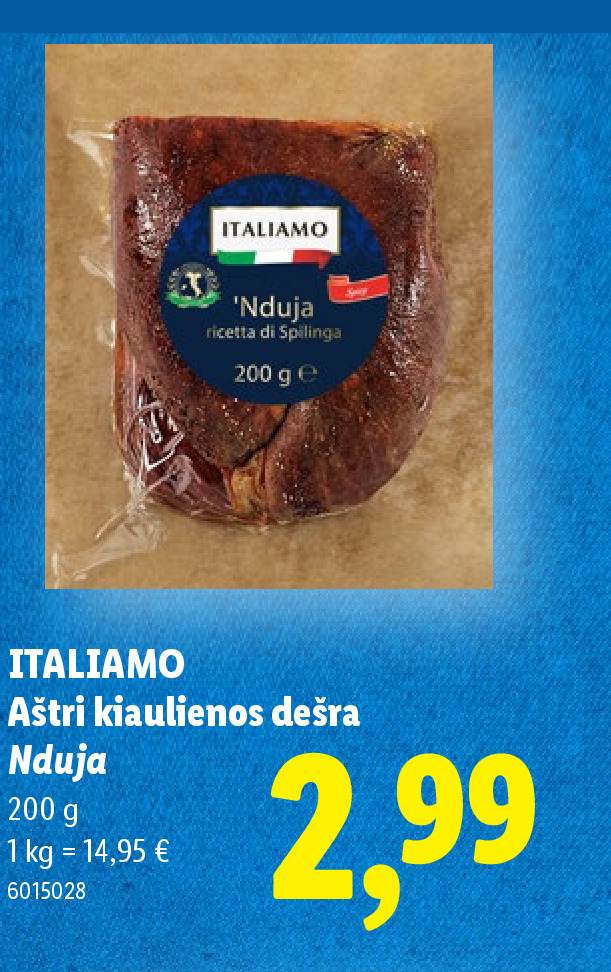 ITALIAMO Aštri kiaulienos dešra Nduja, 200 g