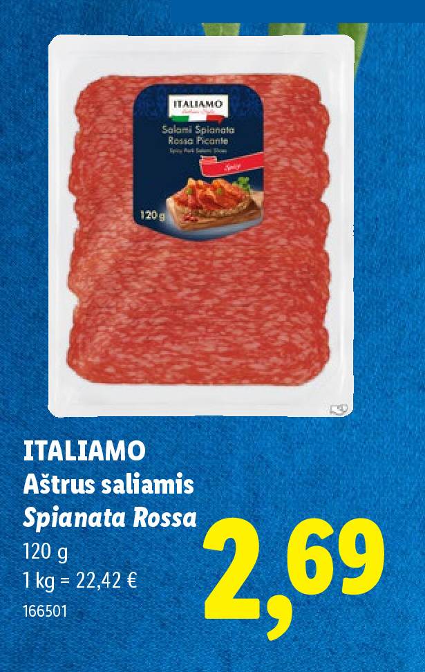 ITALIAMO Aštrus saliamis Spianata Rossa, 120 g