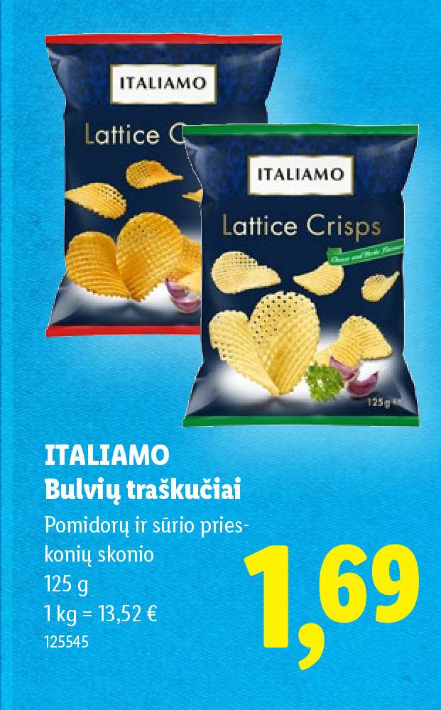 ITALIAMO Bulvių traškučiai, 125 g